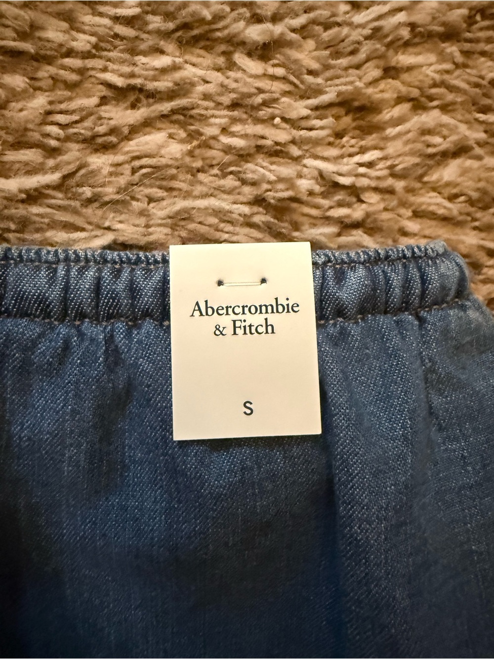 Abercrombie & Fitch Light Blue Denim Drawstring Ruffle Shorts - Picture 5 of 6